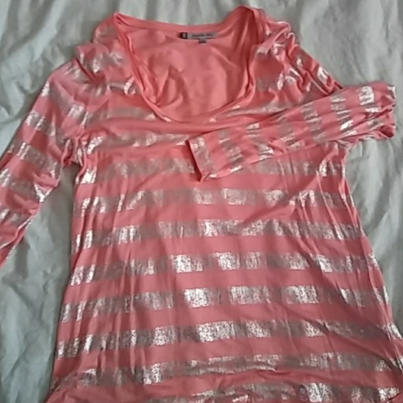 Pink Tee, Silver Horizontal Stripe Longsleeve - Picture 2 of 2